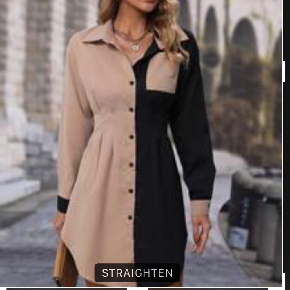 Women’s color block long sleeve button up dress brand new size xl